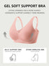 Light pink wireless support bra with molded cups and U-shaped front neckline