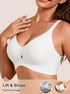 Seamless wireless plunge bra in white with full-coverage lift and shape cups